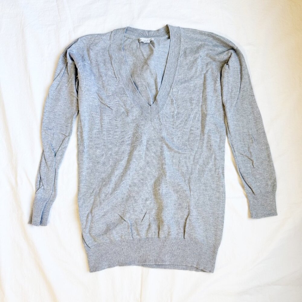 Gap Womens Heather Gray V-Neck Sweater XS Cotton/Nylon/Cashmere Blend